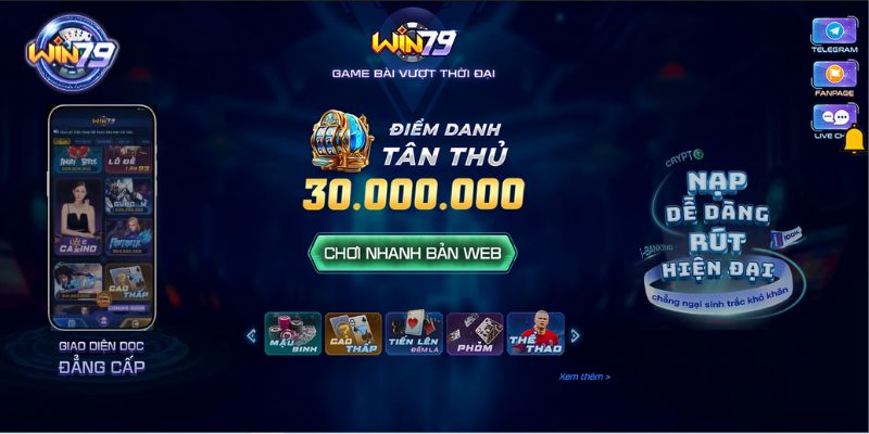 Nhận ưu đãi cực lớn khi vào nạp tiền Win79 ngay bây giờ