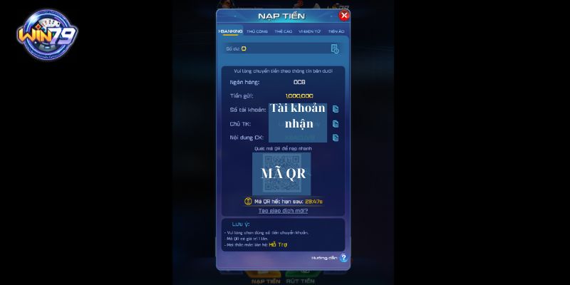 Nhập thông tin nạp tiền Win79 nhanh chóng, an toàn